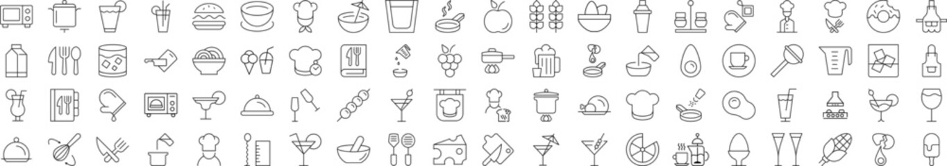 Wall Mural - collection of signs of cooking, food, drinks, kitchen. suitable for books, stores, shops. editable s