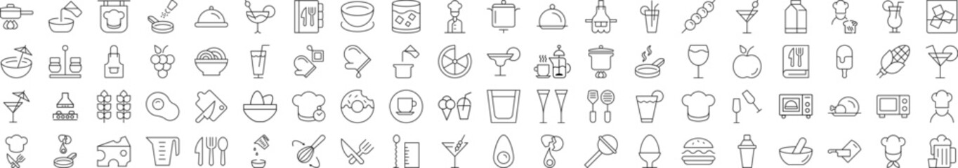 Wall Mural - signs of cooking, food, drinks, kitchen for shops and stores. suitable for books, stores, shops. edi