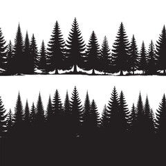 Wall Mural - set of silhouettes of pine trees on white background