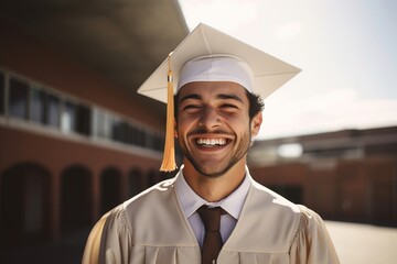 Canvas Print - Hispanic man graduation portrait student.