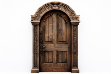 Wall Mural - Wooden door architecture gate white background.