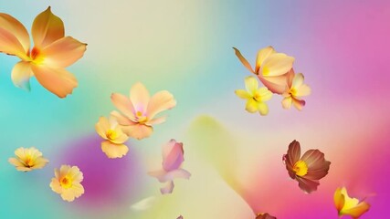 Aufkleber - This Vibrant flowers float gently against a serene pastel backdrop.