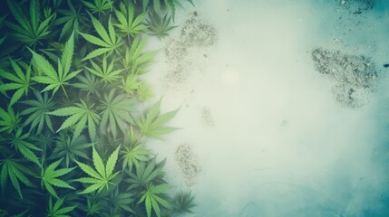 Poster - Cannabis Leaves on a Light Blue Background