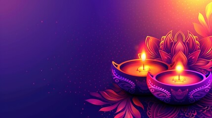 Poster - Diwali Celebration with Burning Diyas