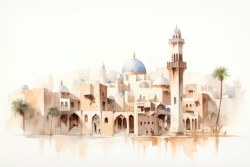 Wall Mural - Arab urban city architecture building dome.