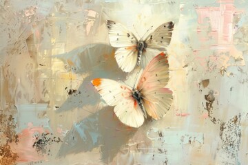 Sticker - Close up on pale butterflies painting backgrounds butterfly.