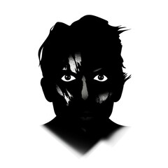 Wall Mural - Horror and scary face halloween silhouette portrait white background.