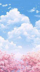 Wall Mural - Spring aesthetic background of vanila sky backgrounds outdoors blossom.