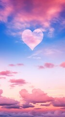 Wall Mural - Fantasy evening sky background with heart shaped clouds backgrounds outdoors nature.