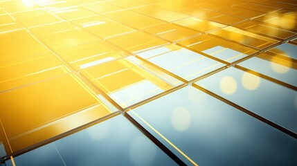 Wall Mural - Abstract Gold Glass Squares