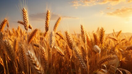 Wall Mural - Golden Wheat Field at Sunset