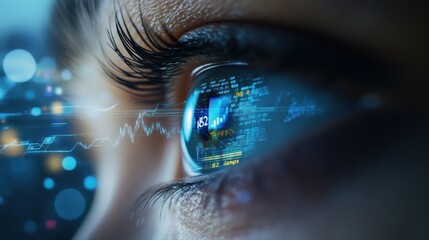 Human Eye Reflecting Digital Data and Graphs