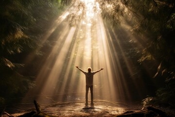 Wall Mural - Forest tree sun sunlight.