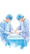 © Sakiyah - Surgical team, performing complex operation, precise technique, Watercolor style