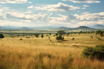 Canvas Print - Grassland savanna landscape outdoors.