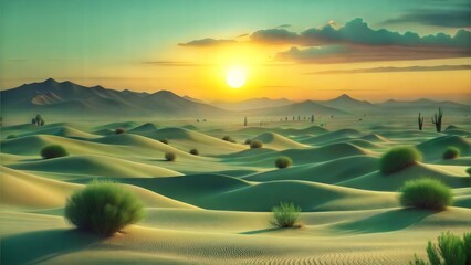 Wall Mural - desert landscape. sunset in the mountains