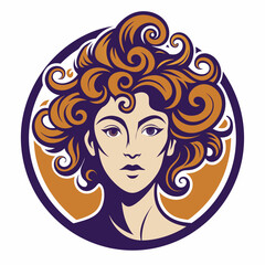 Sticker - curly hair logo vector illustration