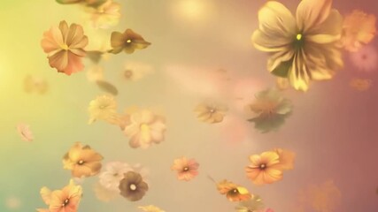 Aufkleber - This Delicate flowers drift softly across a pastel background, creating a serene atmosphere.