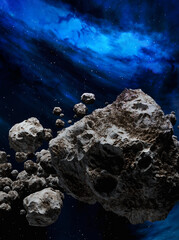 Wall Mural - asteroids in space, 3d illustration