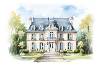 Poster - French provincial house architecture building.