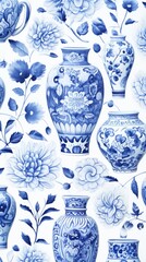 Poster - Chinese ceramic backgrounds porcelain wallpaper.