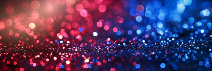 An abstract image featuring red and blue bokeh lights, creating a dazzling and captivating pattern with sparkle and vibrancy.