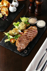 Poster - grilled marbled beef steak. restaurant menu