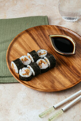 Canvas Print - Japanese sushi roll with shrimp