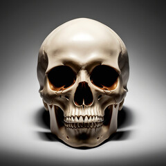 There is a skull with a lower jaw and lower jaw, Black background isolated human skull generative ai