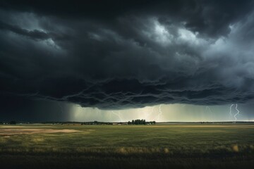 Sticker - Thunderstorm panoramic lightning outdoors nature.