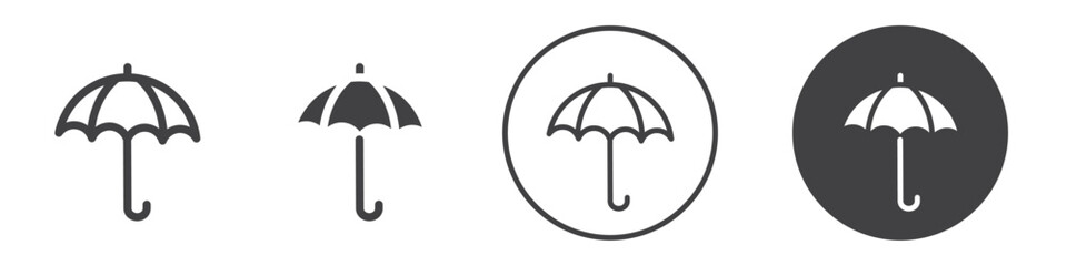 Umbrella icon Thin line vector illustration set