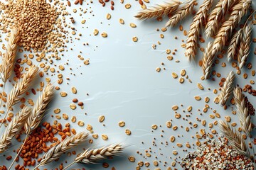 Wall Mural - A variety of grains arranged neatly on background