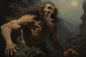 Poster - A werewolf painting art man.