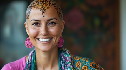 Smiling Woman with Henna Tattoo