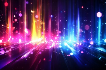 Poster -  Abstract background of colorful light lines