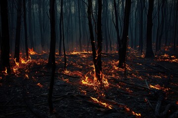 Poster - Outdoors forest flame fire.