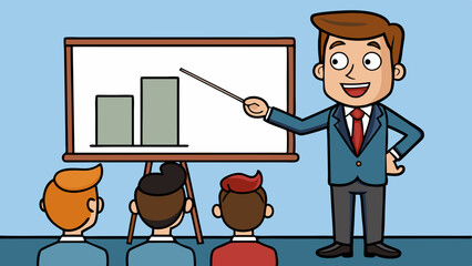 Wall Mural - businessman doing a presentation clipart picture vector illustration