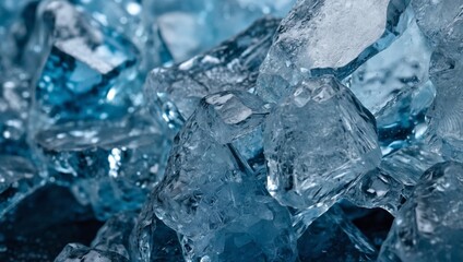 Texture of winter ice surface Blue natural ice background.