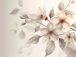 Sticker - Delicate flowers and leaves in soft tones. AI.