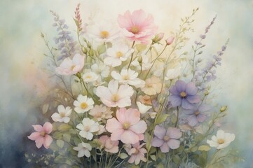 Canvas Print - ethereal watercolor floral painting
