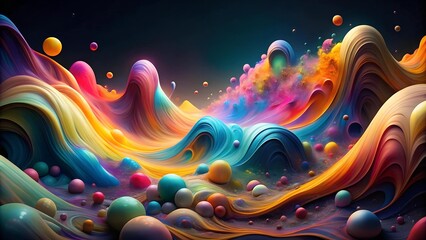 Wall Mural - Liquid Dreams: A Surreal World of Flowing Shapes and Colors  Generative AI