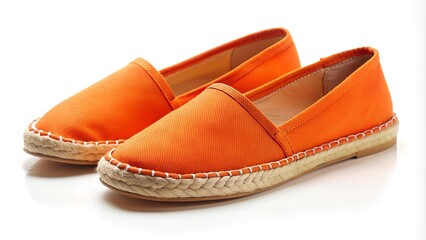 Journey Seeker: Orange Canvas Espadrilles with Rope Sole  AI Generated