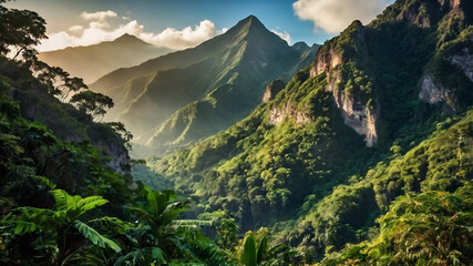 waterfall in the mountains tropicwaterfall in the mountains tropical forestal forest