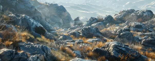 Sticker - Rocky Mountain Terrain Texture Background, 4K hyperrealistic photo