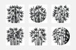 © Bappaditya Roy - Bamboo plant silhouette white background vintage bamboo forest artwork set