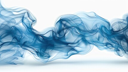 Fototapete - Wisps of blue smoke, isolated on a white background, detailed and realistic. Generative AI.