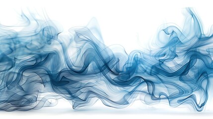 Fototapete - Wisps of blue smoke, isolated on a white background, detailed and realistic. Generative AI.