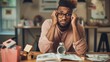 © Shisanupong - Worried man in glasses studying financial documents with an empty jar on the desk in his home office, depicting financial stress..