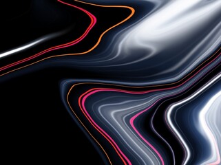 Wall Mural - Light concept, glowing curved lines on black background. Futuristic technology abstract background with lines.