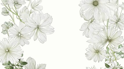 Poster - This Beautiful floral design with detailed line art of various flowers and foliage.